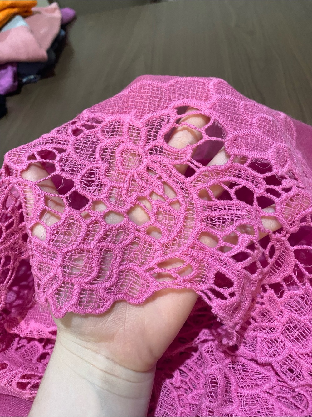 Old Navy Bright Pink Lace Crochet Scarf
